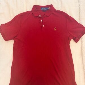 Ralph Lauren Men’s Red/Burgundy Soft Cotton Polo with Embroidered Pony